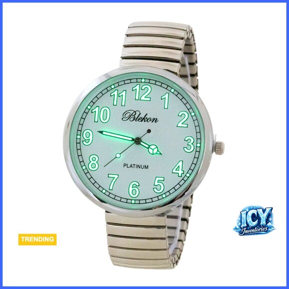 Large Face Stretch Band Analog Watch with Alloy Case and Metal Band main image 6